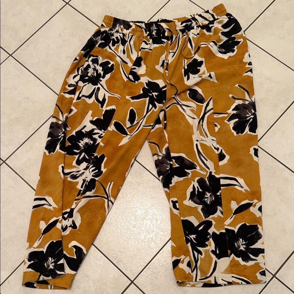 Parker Mustard and Black Floral Pants